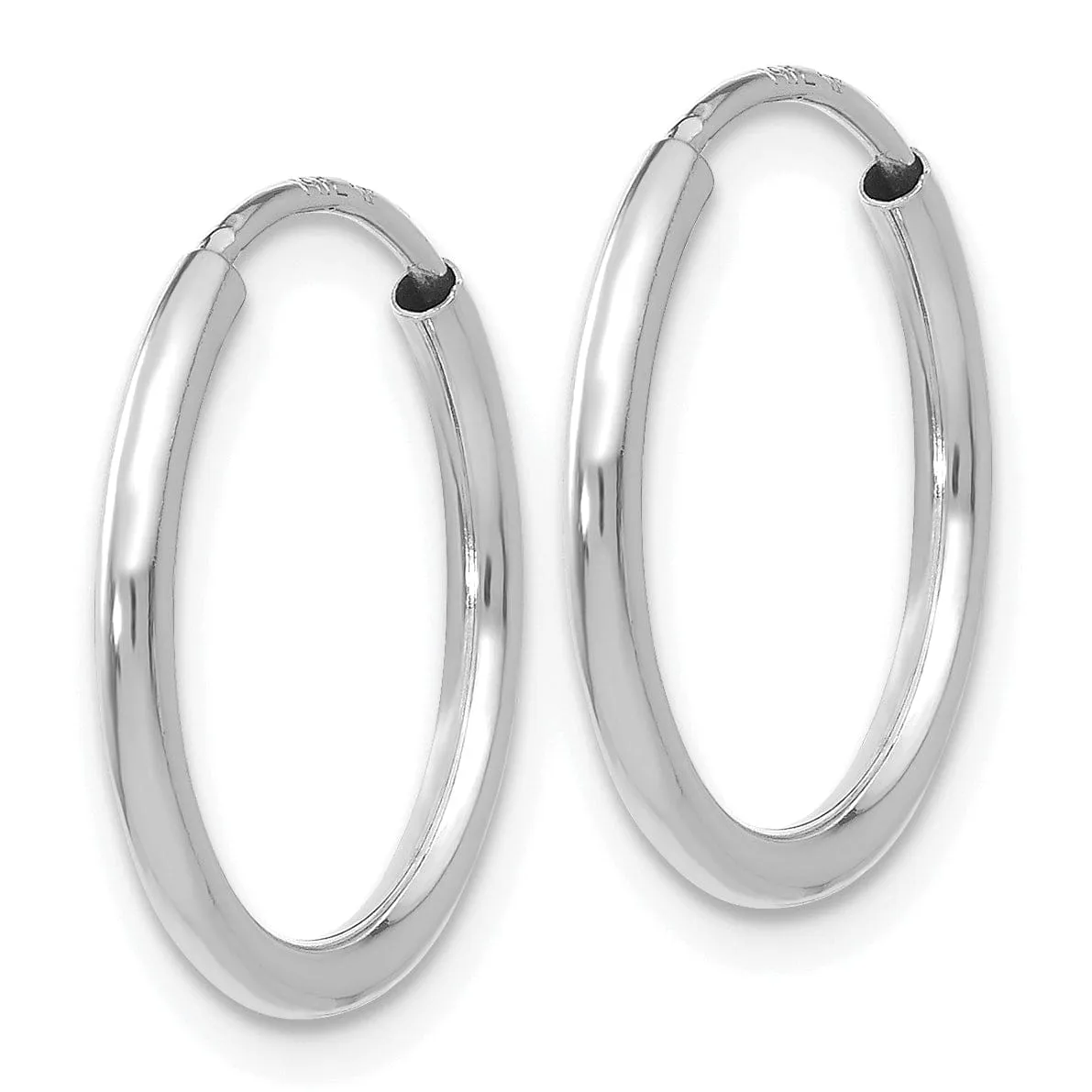 14k White Gold Polished Endless Hoop Earrings 1.5mm x 16mm