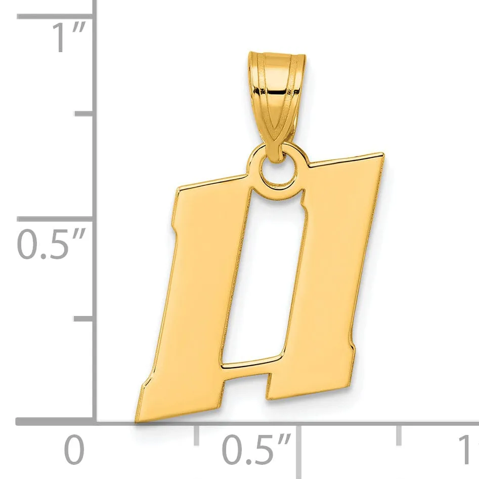 14k Yellow Gold Polished Finish Block Script Design Number 11 Charm Pendant