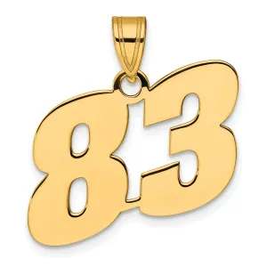 14k Yellow Gold Polished Finish Block Script Design Number 83 Charm Pendant