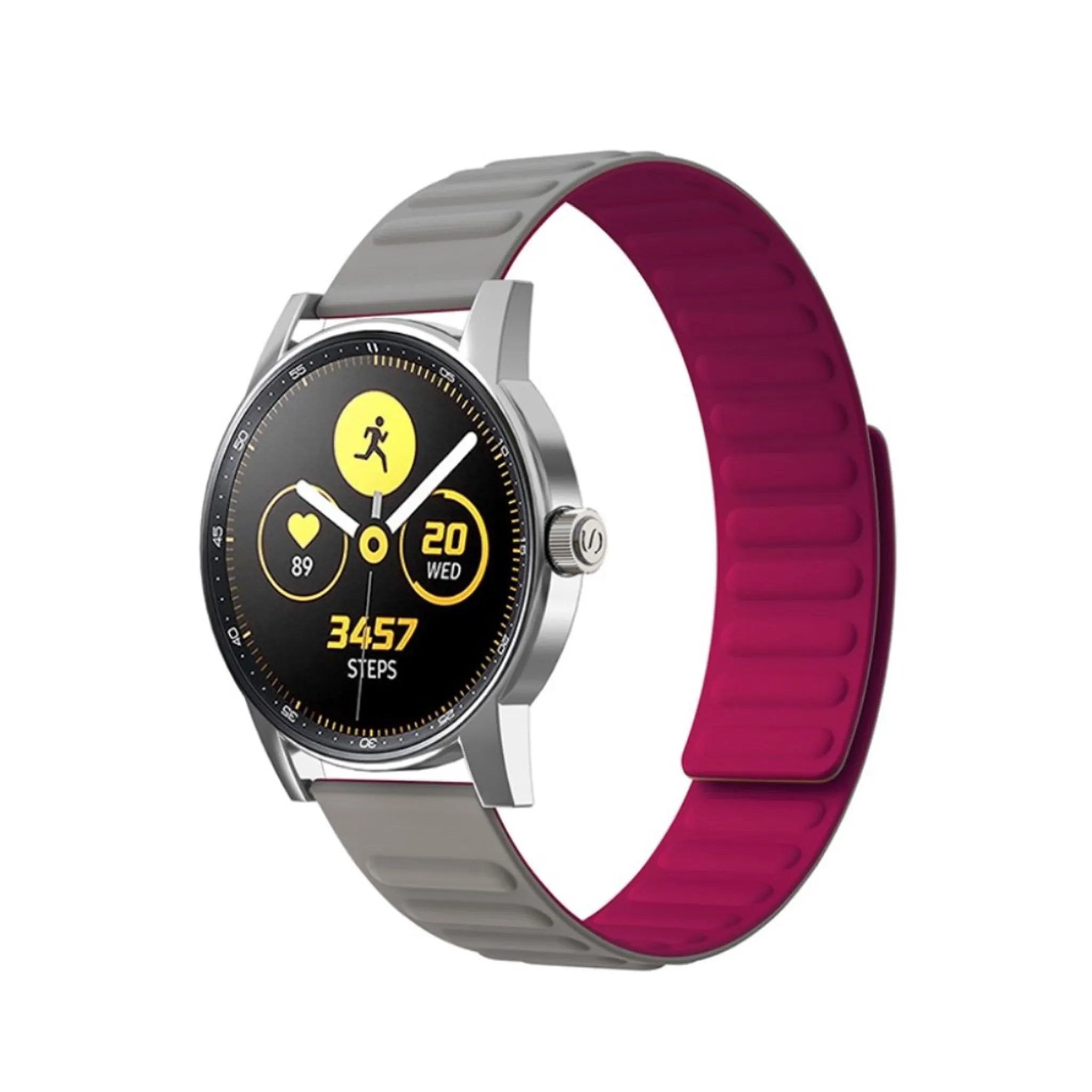 20mm Universal flexible silicone watch strap - Grey / Rose
