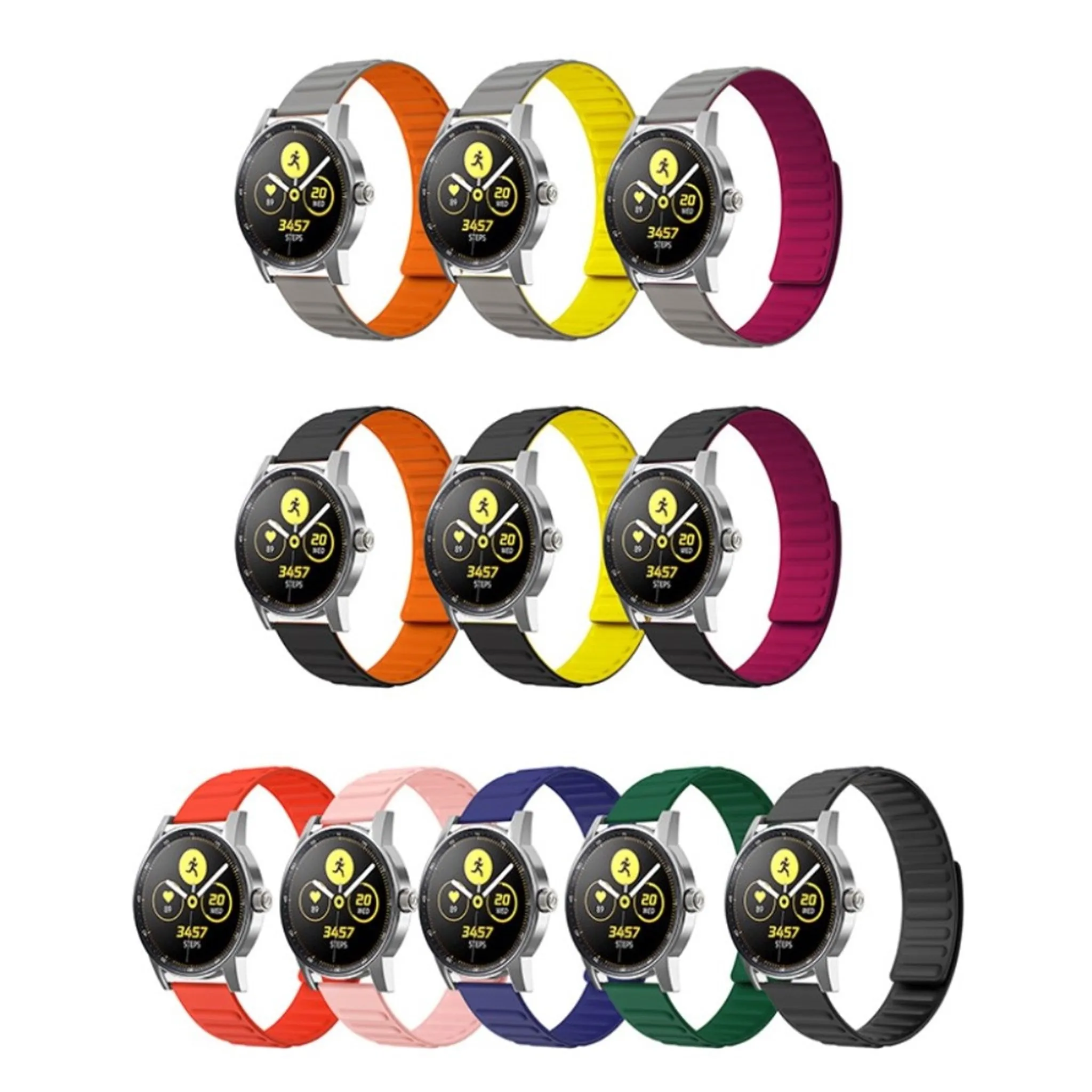 20mm Universal flexible silicone watch strap - Grey / Rose