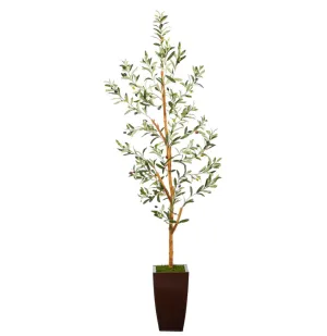 5.5' Artificial Olive Tree in Bronze Metal Planter - Low Maintenance, Life-Like & Vibrant Silk Trees For Busy People.