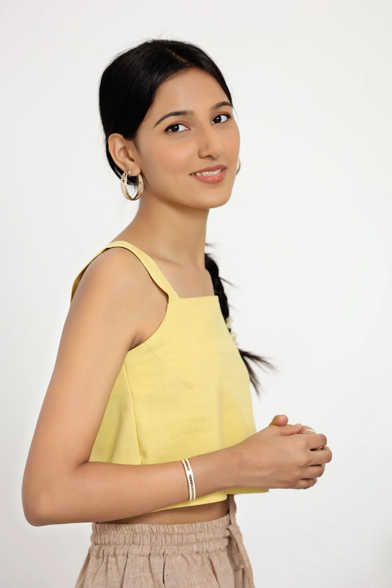 Aadya Moda Women's Bamboo Lemon Zest Strap Top