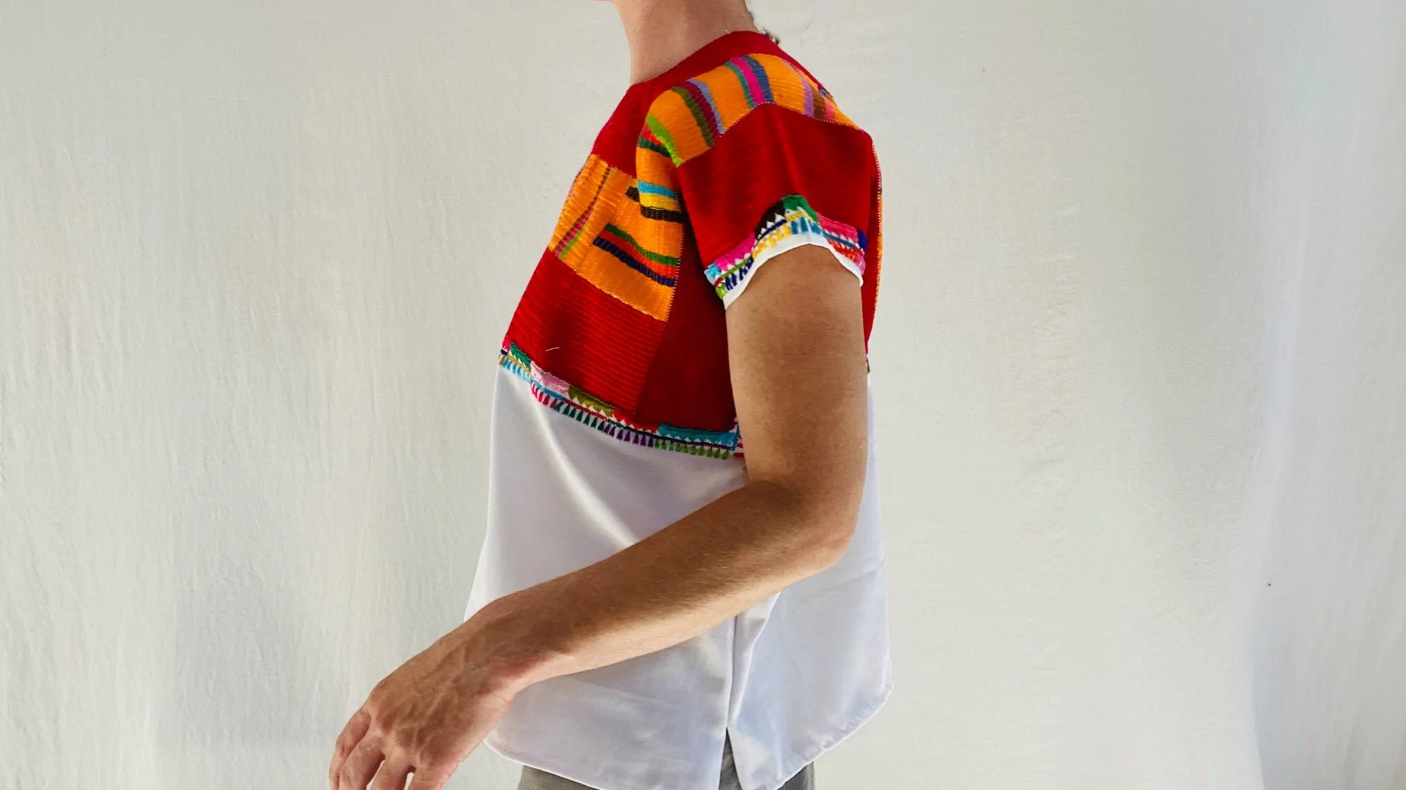 Amatenango Mexican Huipil. Vibrant Mayan Textile. Hand-Embroidered.0097