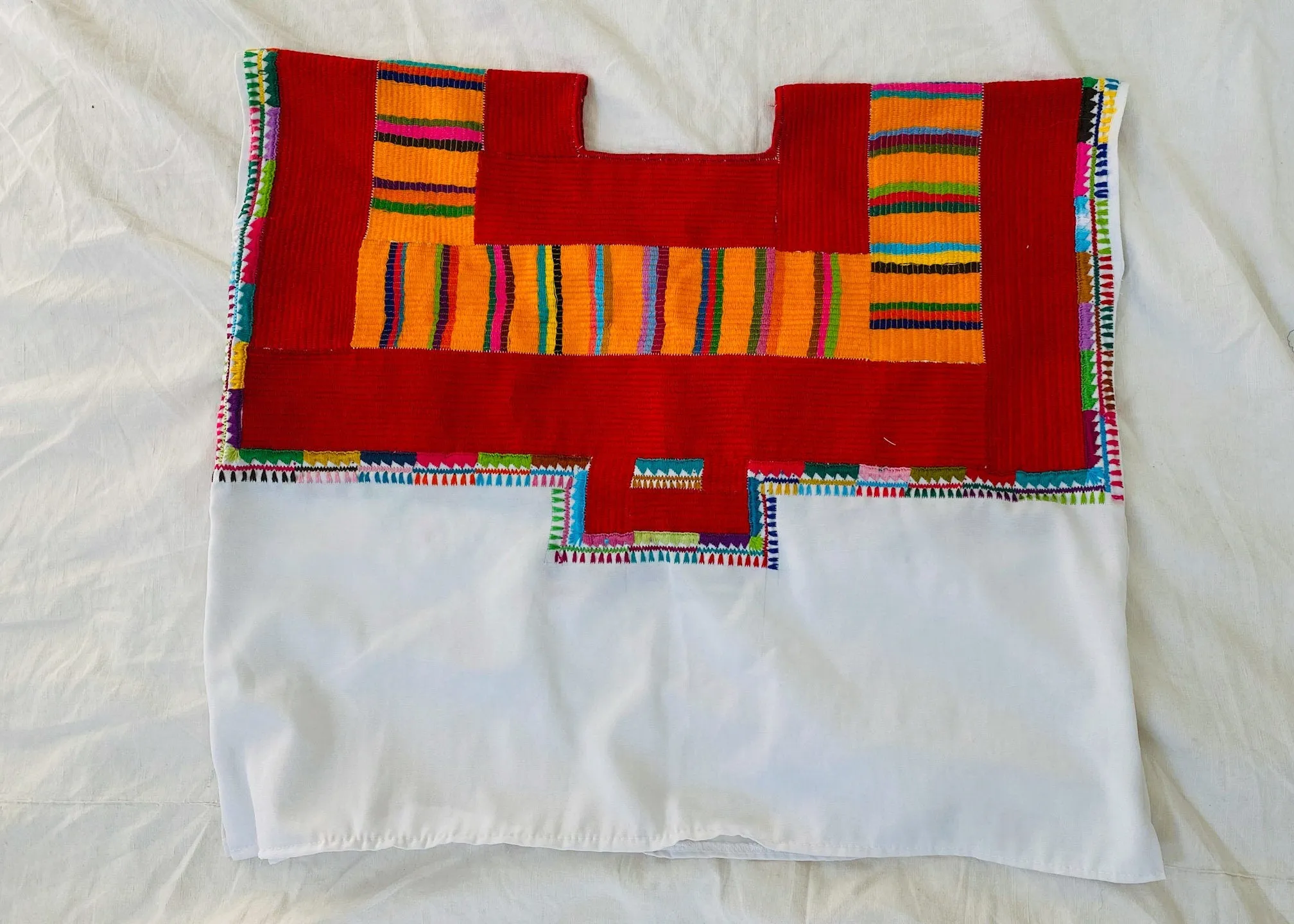 Amatenango Mexican Huipil. Vibrant Mayan Textile. Hand-Embroidered.0097