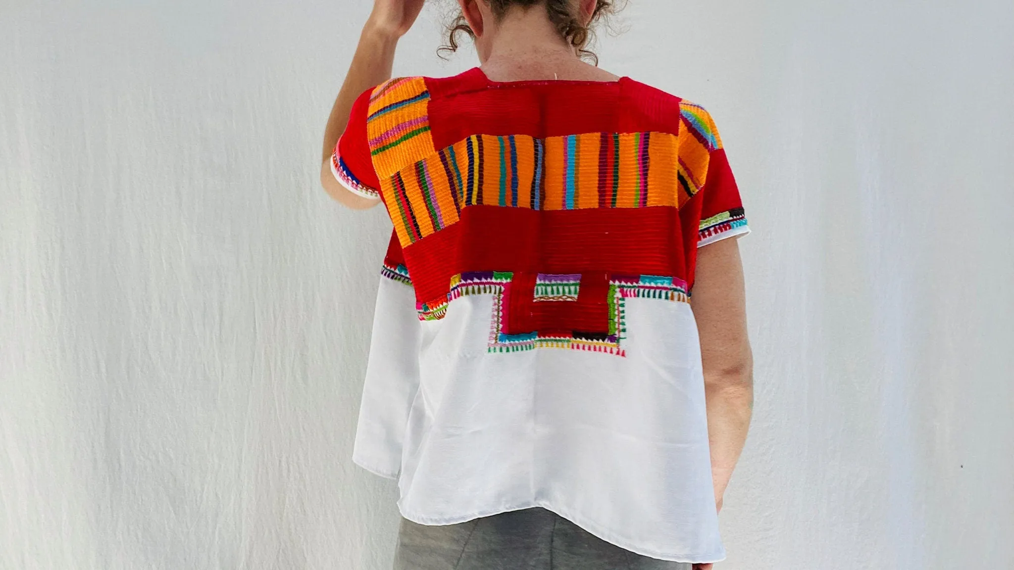 Amatenango Mexican Huipil. Vibrant Mayan Textile. Hand-Embroidered.0097