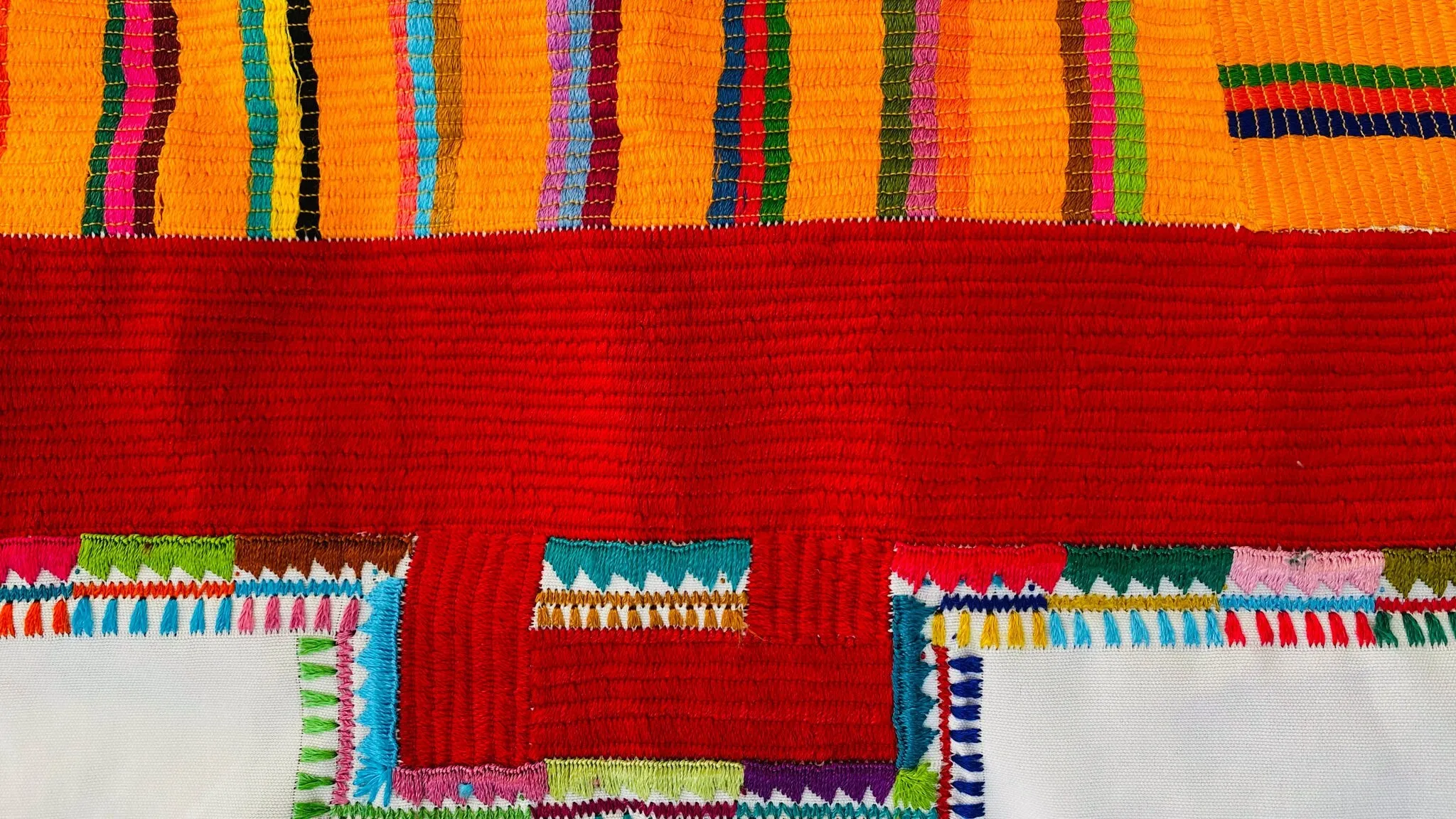Amatenango Mexican Huipil. Vibrant Mayan Textile. Hand-Embroidered.0097