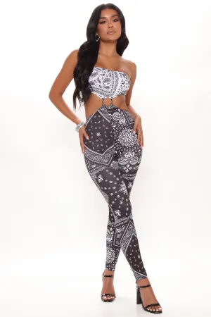 Ana Bandana Jumpsuit - Black/White