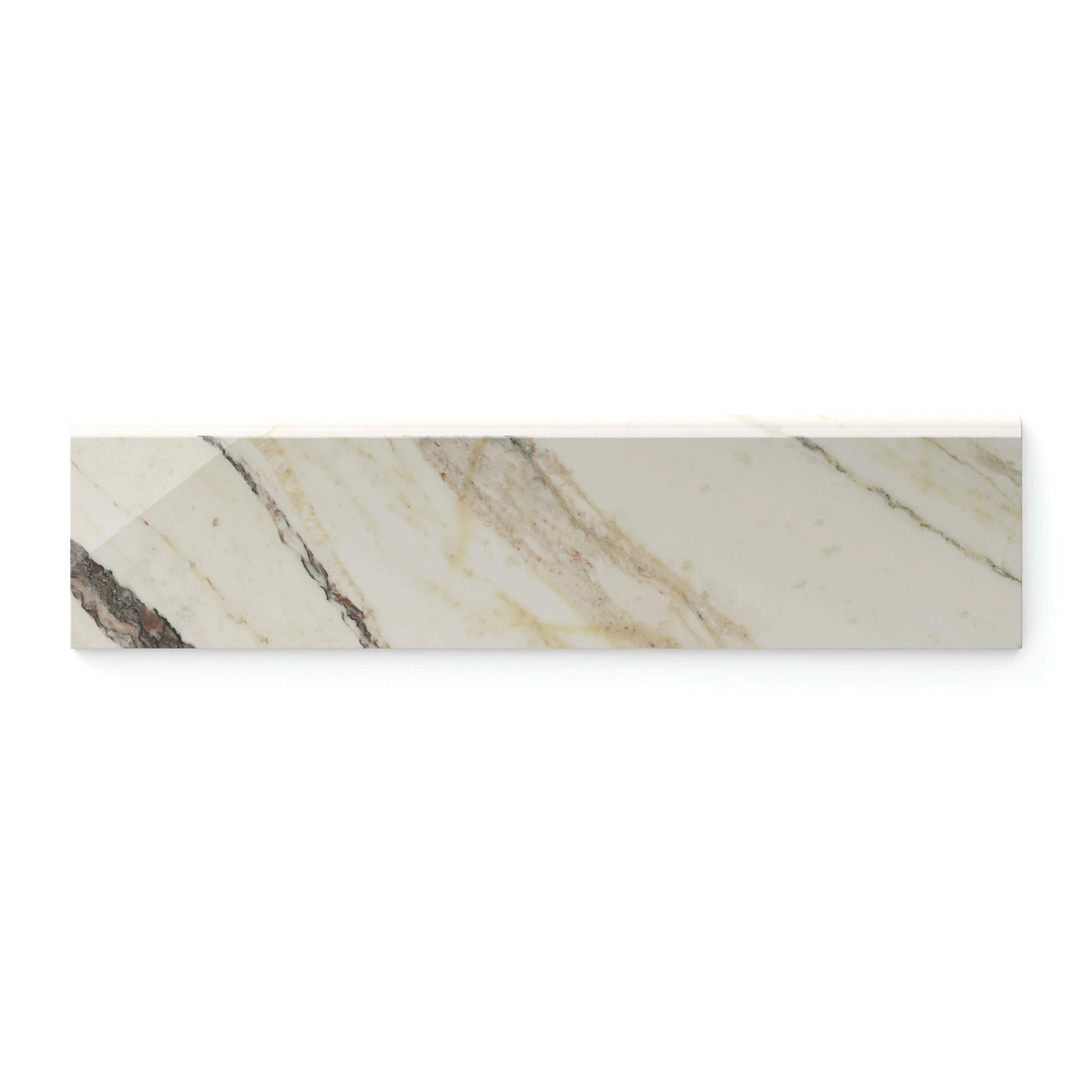 Aniston 3x12 Polished Porcelain Bullnose Tile in Calacatta Viola