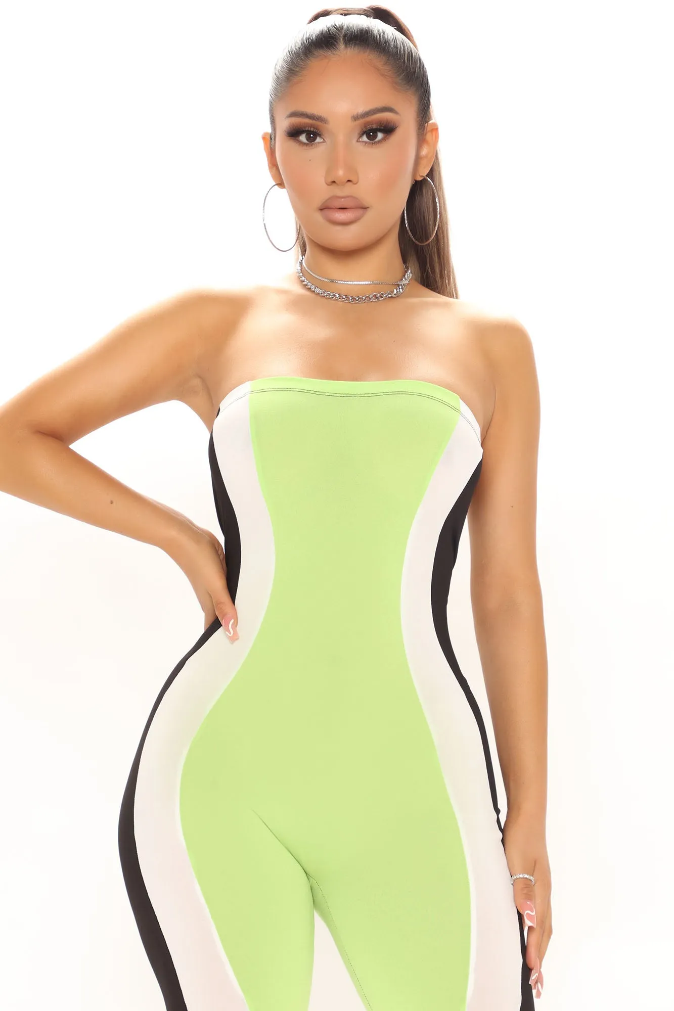 Arabella Colorblock Jumpsuit - Lime