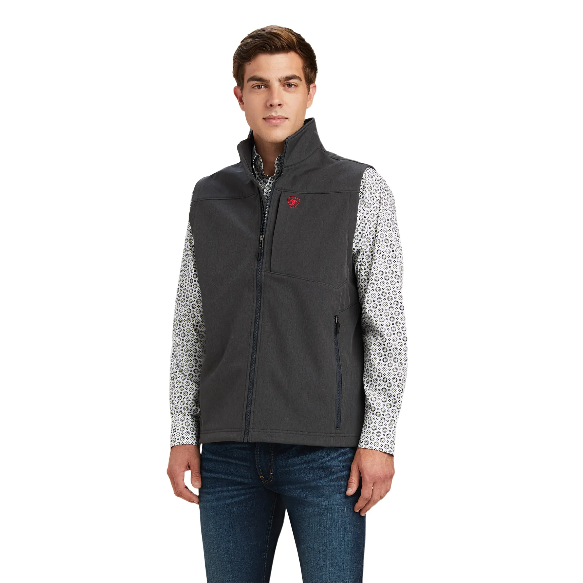 Ariat® Men's Logo 2.0 American & Charcoal Softshell Vest 10041619