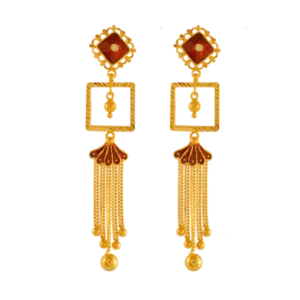 Artistic 22k Gold Hanging Earrings With Minute Details
