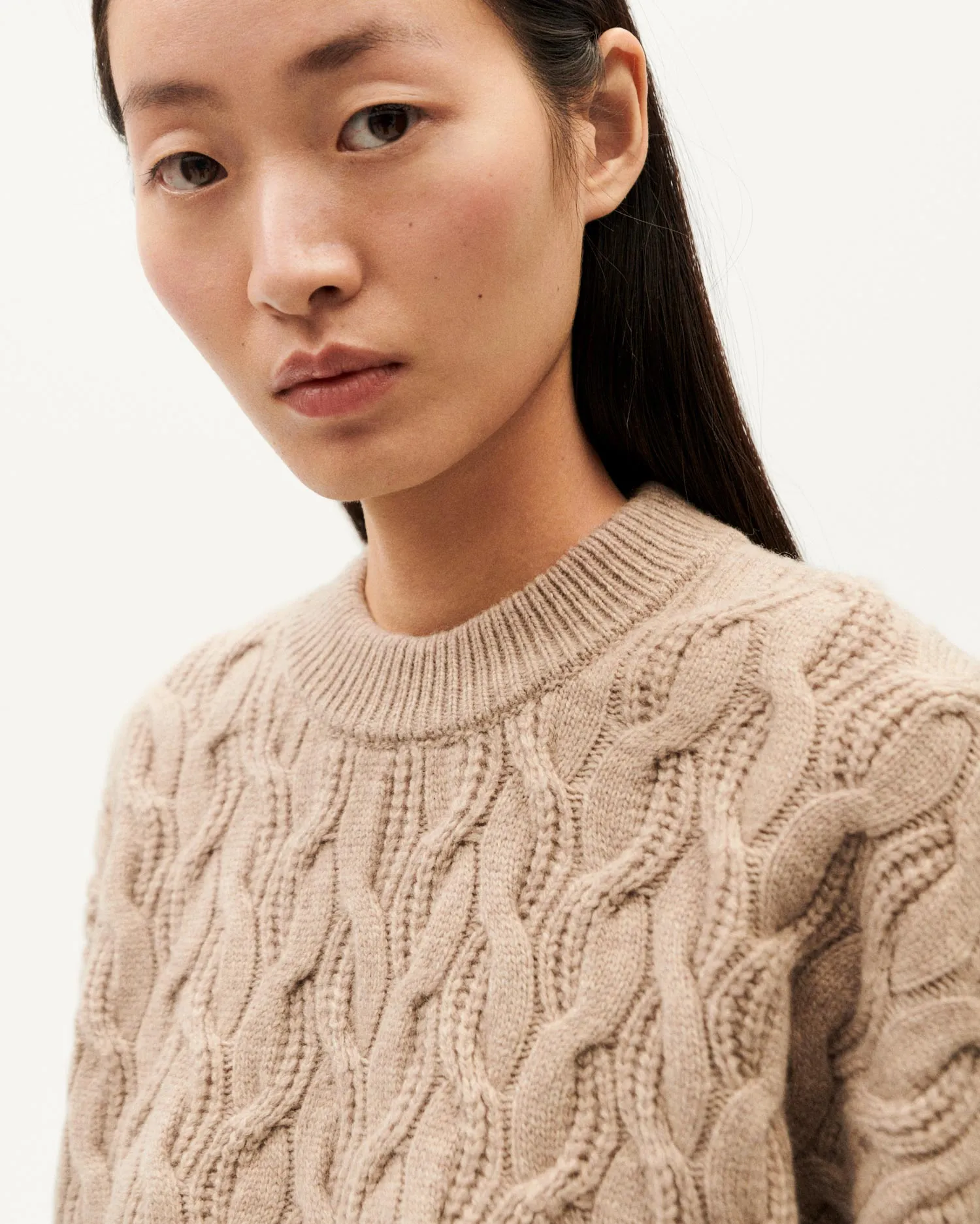 Beige Knitted Wool Sweater Carmen