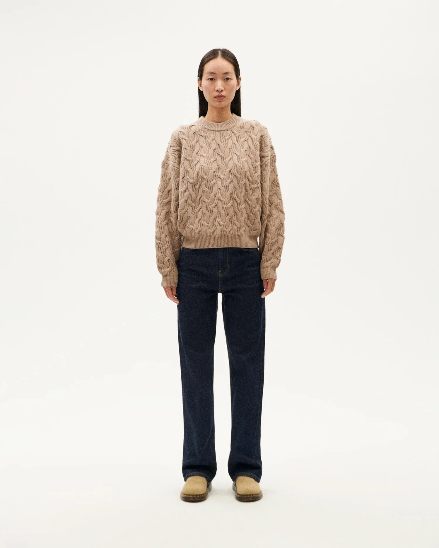 Beige Knitted Wool Sweater Carmen