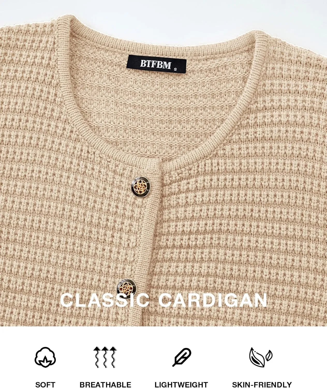 BTFBM Women Cardigan Sweaters Fall Fashion 2024 Button Down Long Sleeve Chunky Knit Open Front Tweed Jacket Outerwear