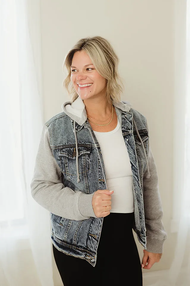 Fleece Hoodie Denim Jacket
