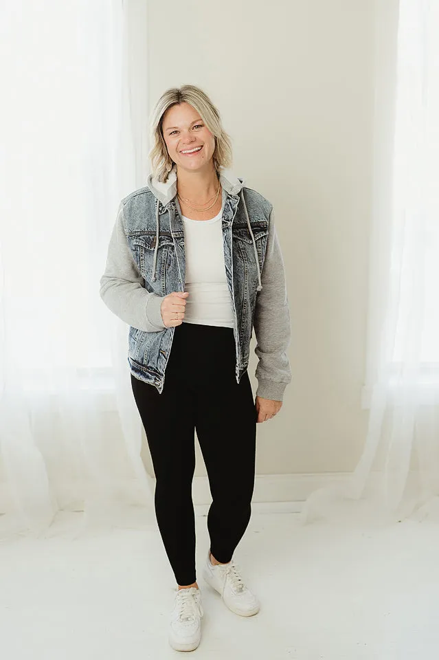 Fleece Hoodie Denim Jacket