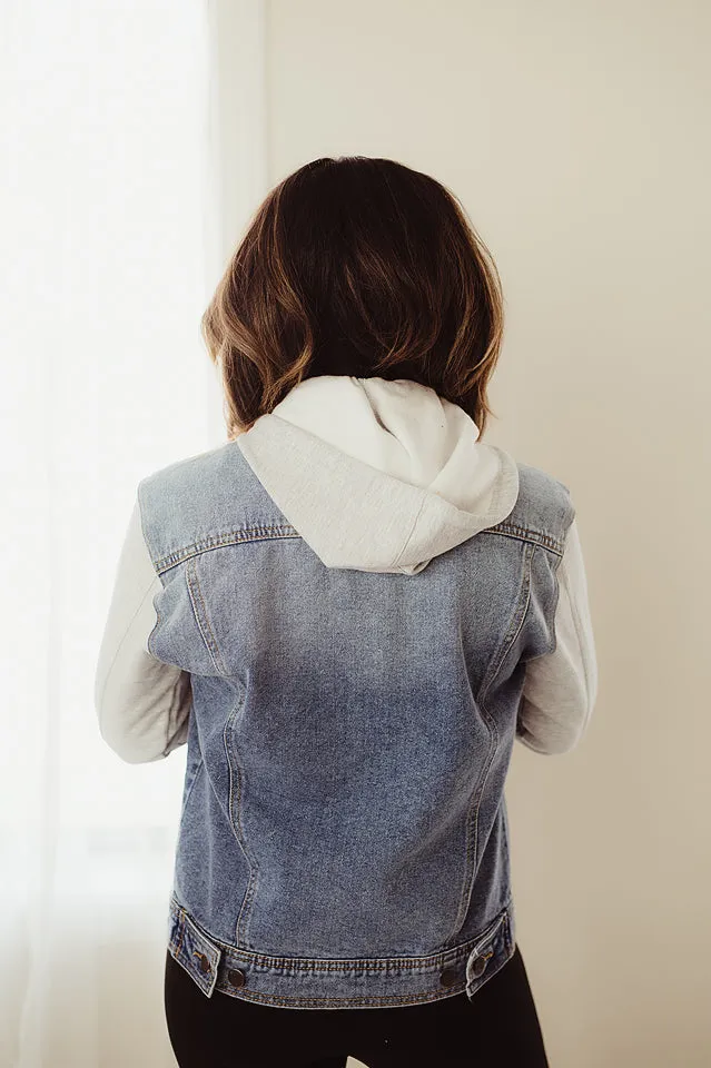 Fleece Hoodie Denim Jacket