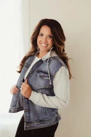 Fleece Hoodie Denim Jacket