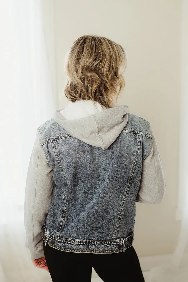 Fleece Hoodie Denim Jacket
