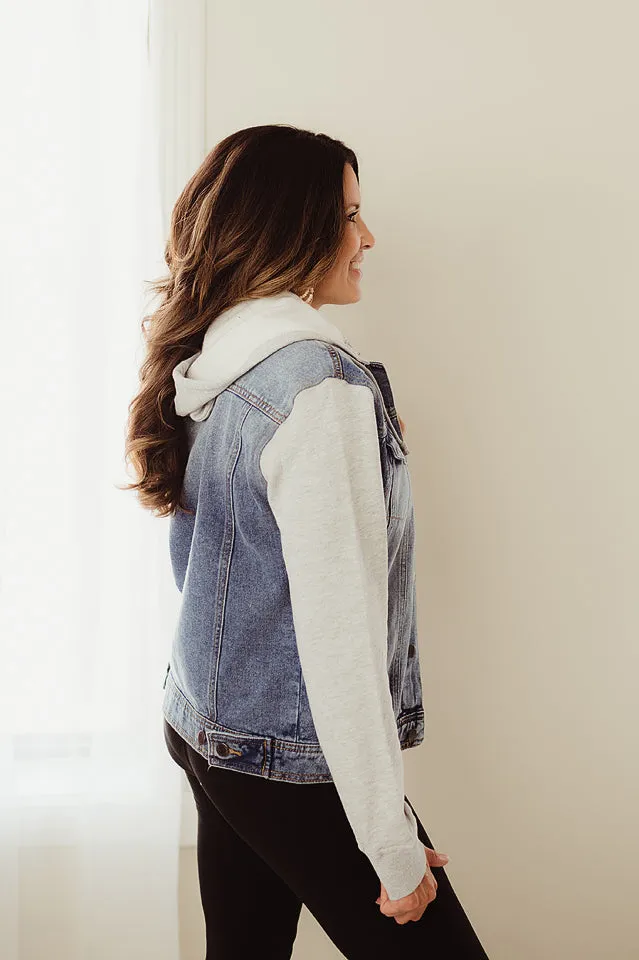 Fleece Hoodie Denim Jacket