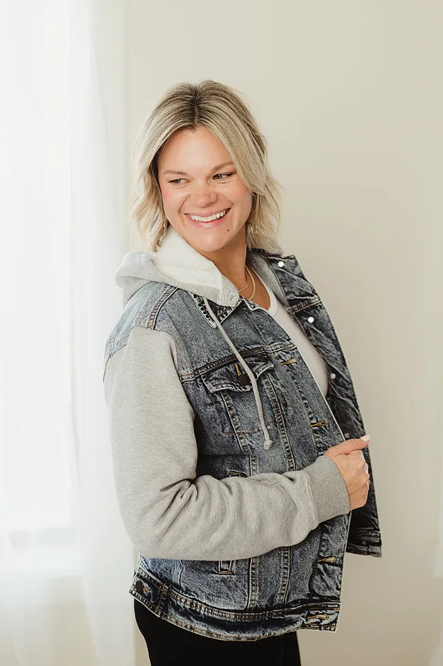 Fleece Hoodie Denim Jacket