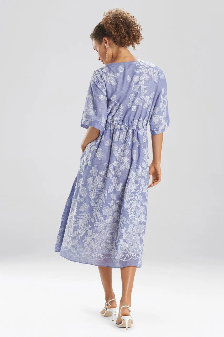 Floral Embroidery Caftan Dress
