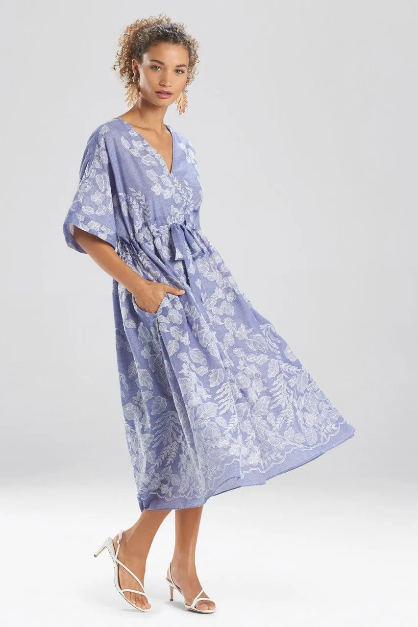 Floral Embroidery Caftan Dress