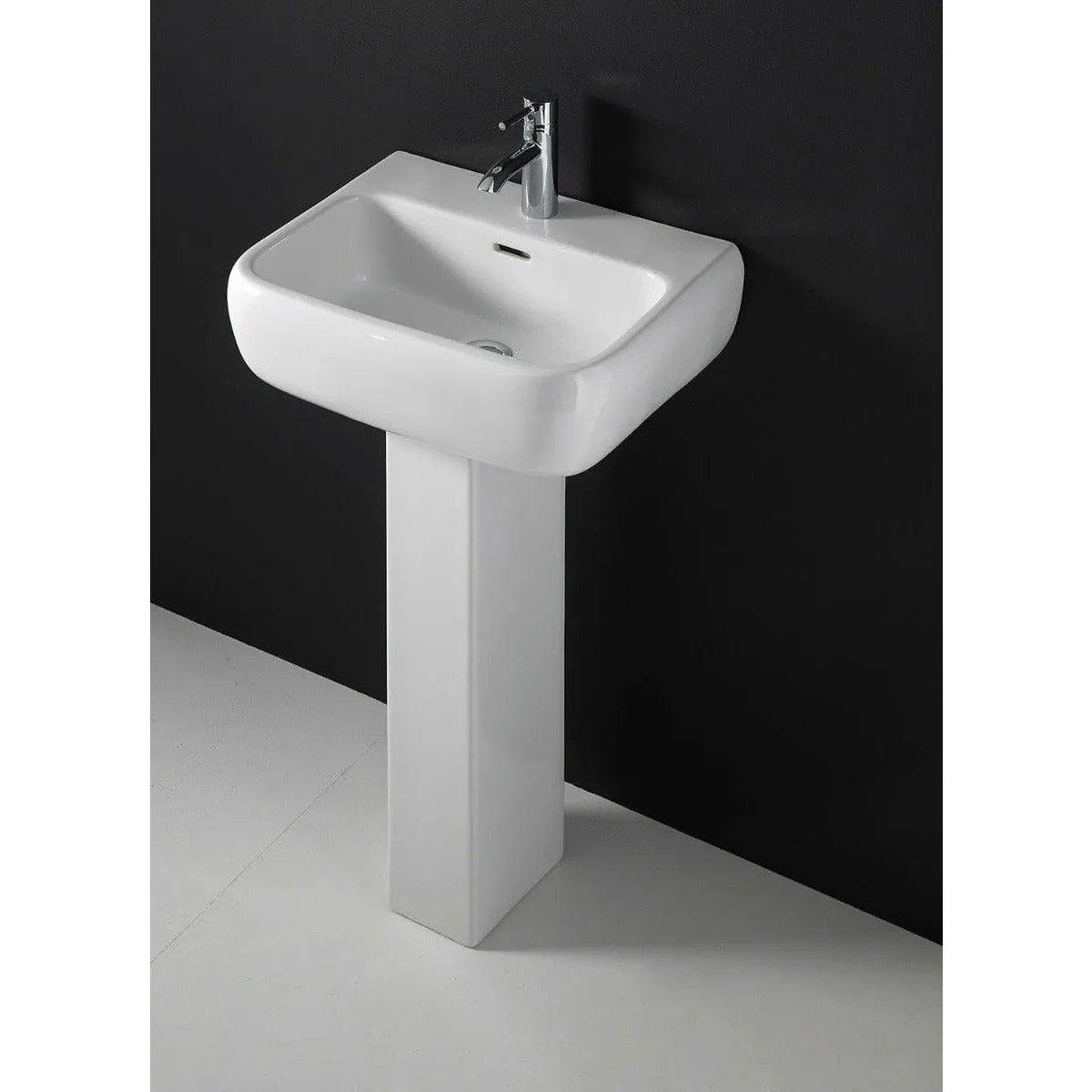 Frontline White Metro 520mm Full Pedestal Basin - 1 Tap Hole