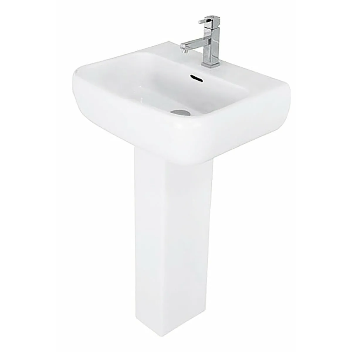 Frontline White Metro 520mm Full Pedestal Basin - 1 Tap Hole