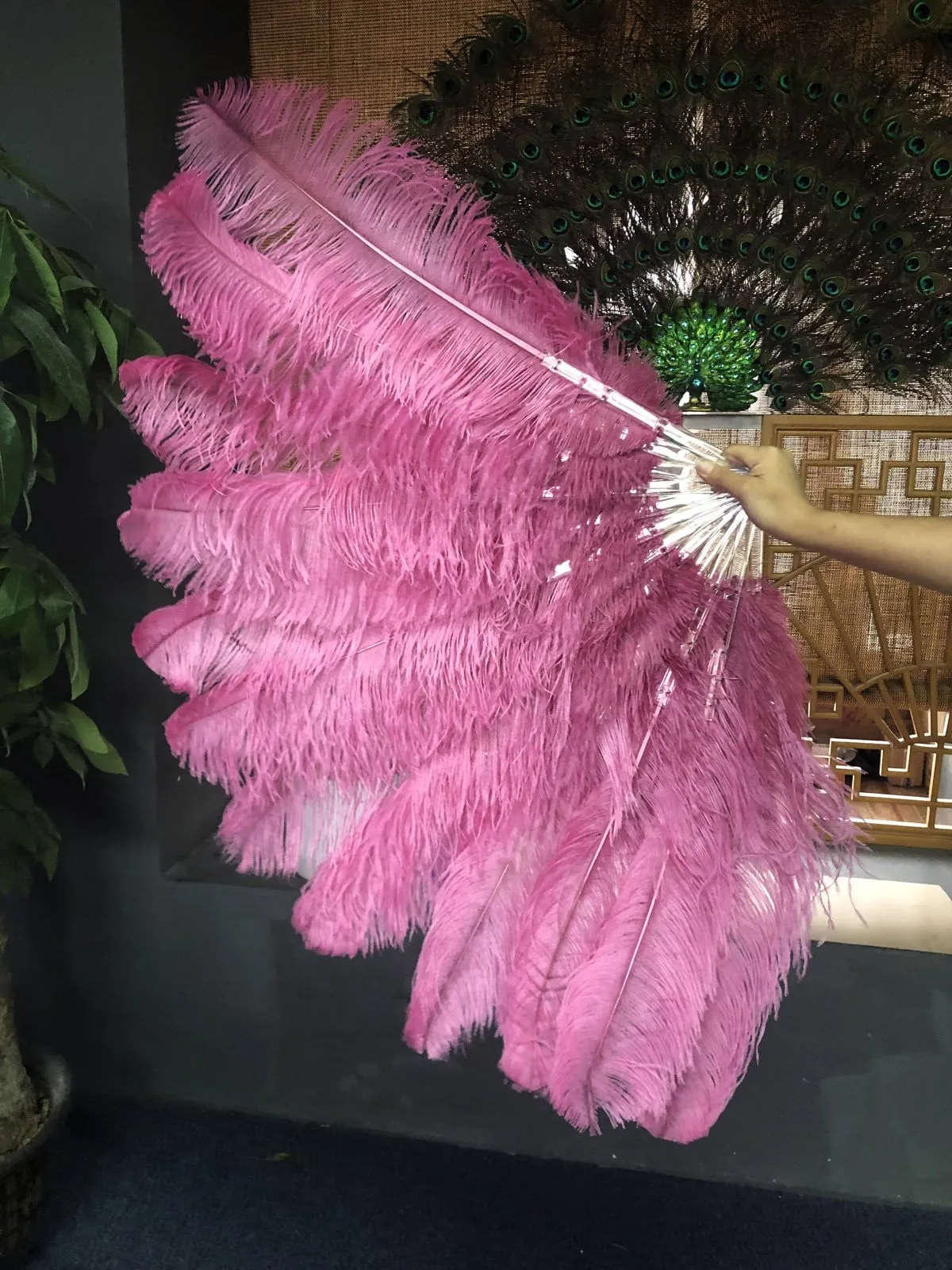 Fuchsia Advanced XL 2 Layers Ostrich Feather Fan 34"x 60"
