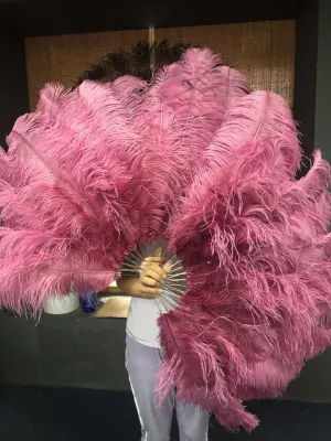 Fuchsia Advanced XL 2 Layers Ostrich Feather Fan 34"x 60"