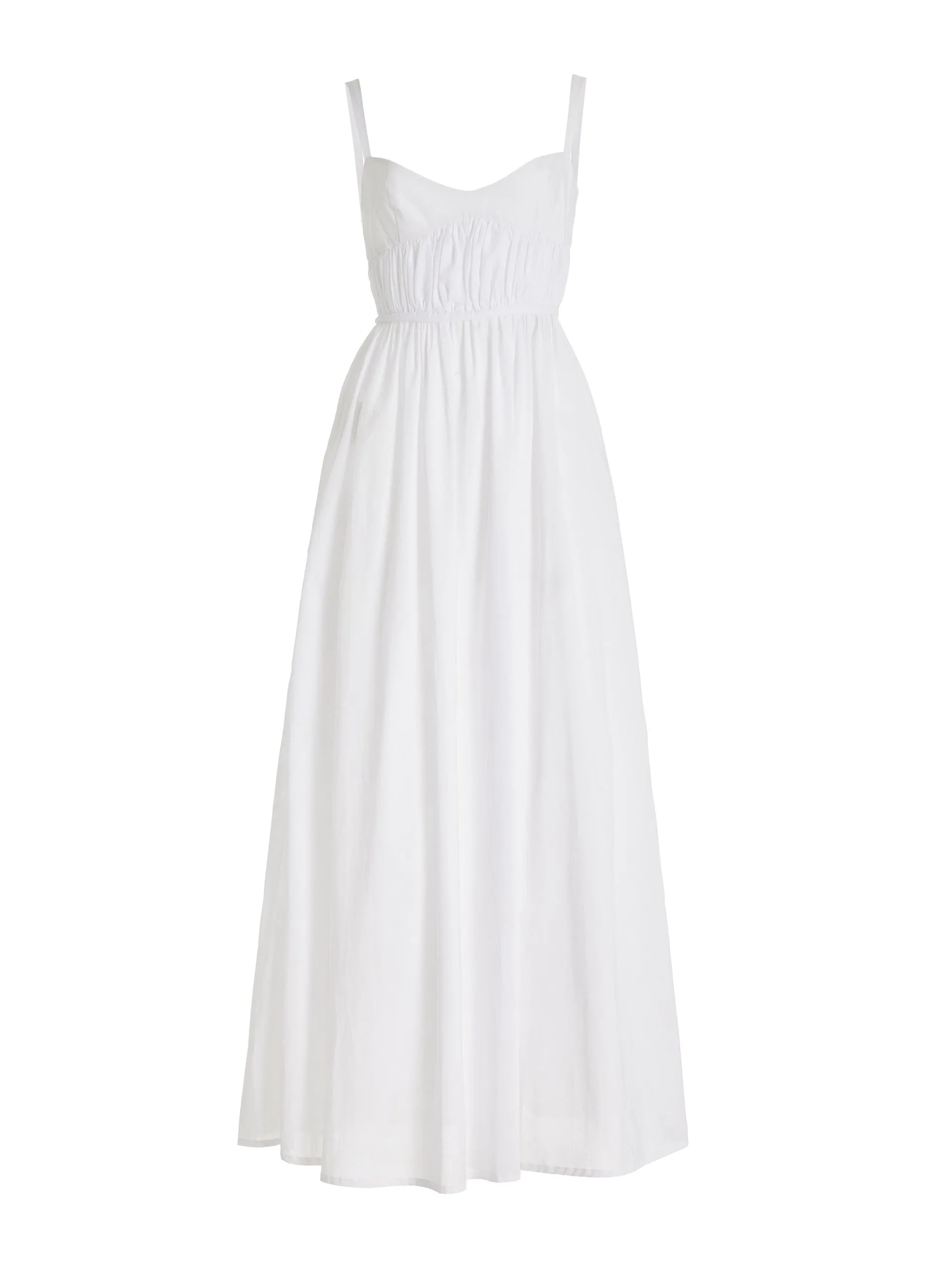 Gathered voile cotton maxi dress