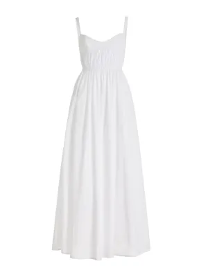 Gathered voile cotton maxi dress