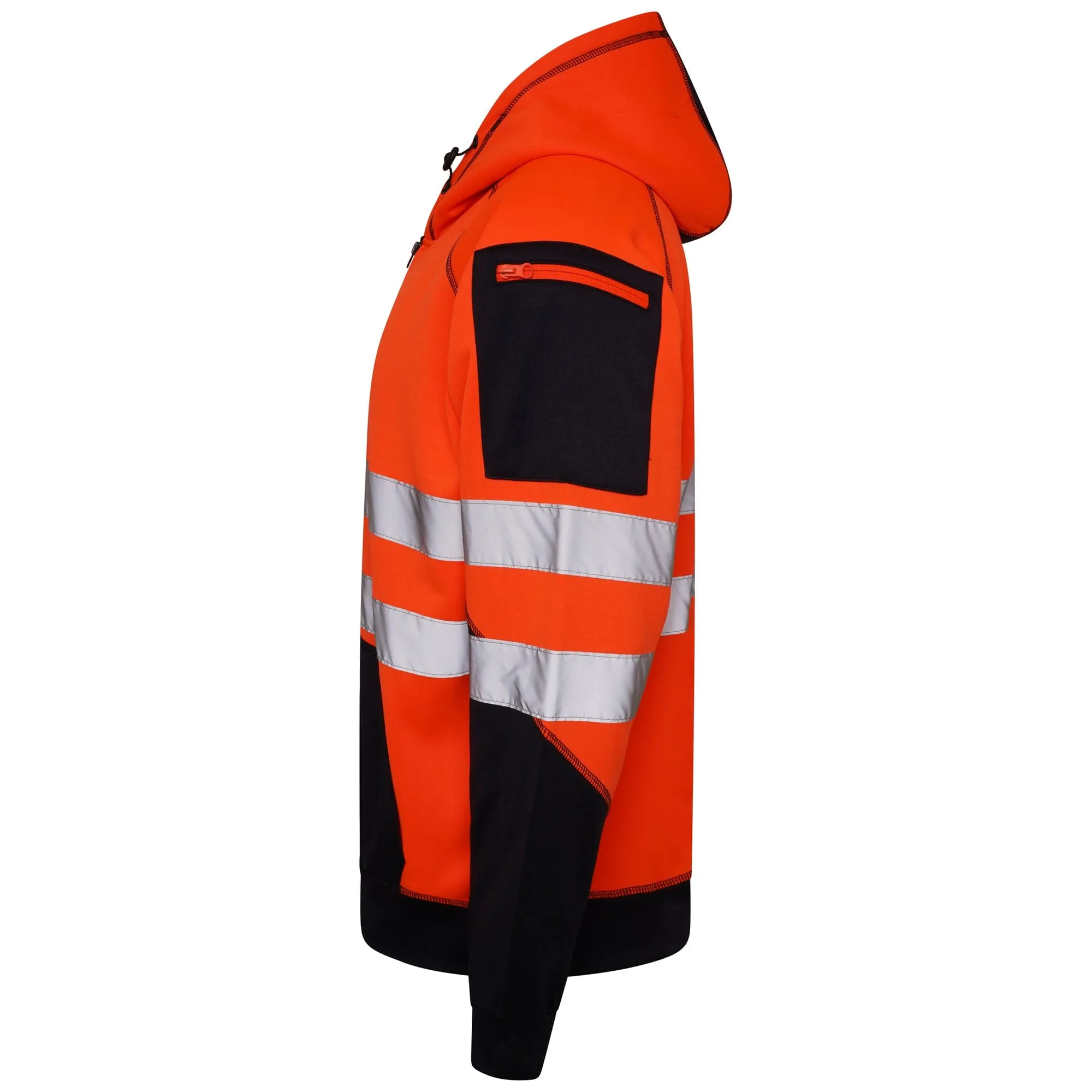High Vis 3 Pockets 5 thread Zipper Hoodies - Orange/Navy