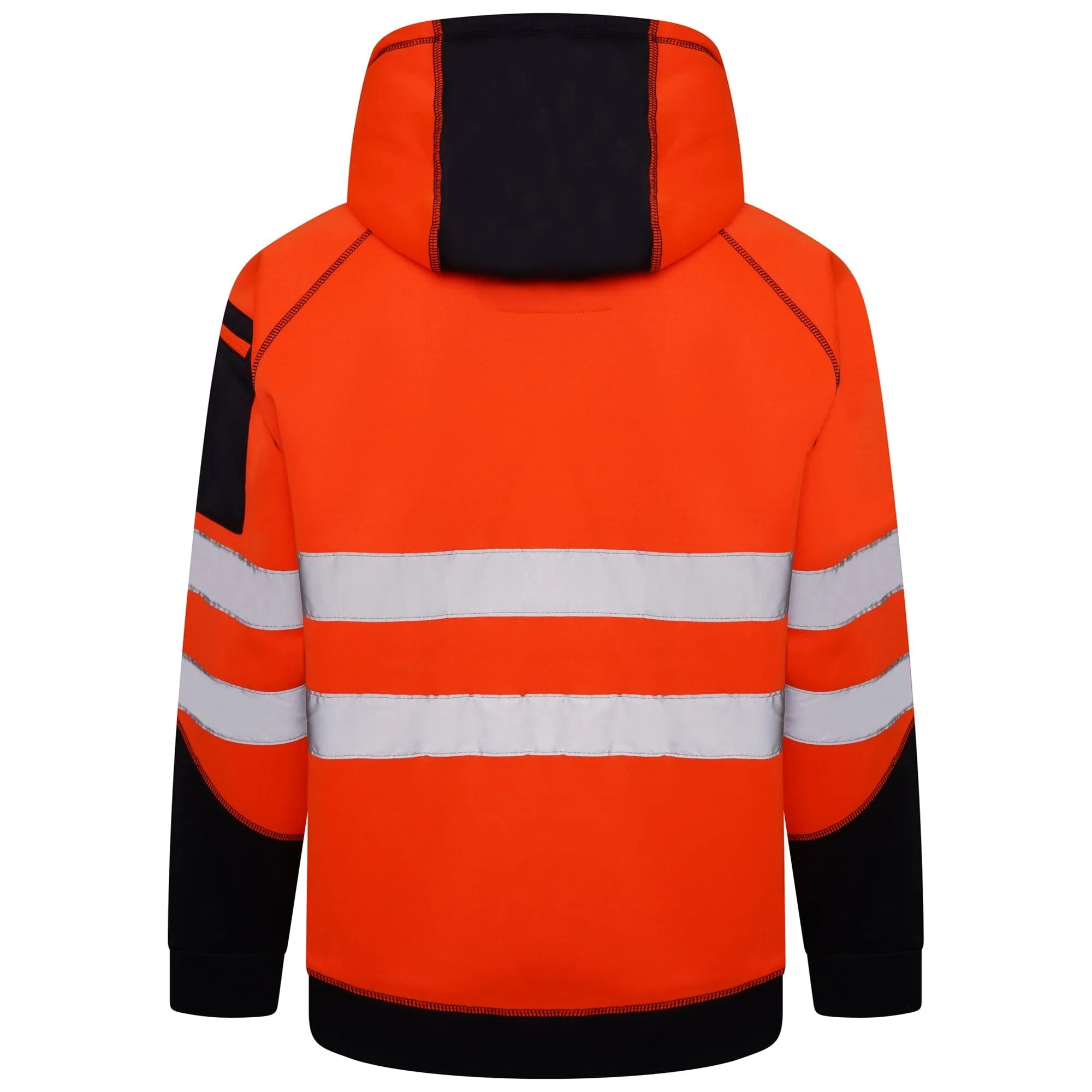 High Vis 3 Pockets 5 thread Zipper Hoodies - Orange/Navy