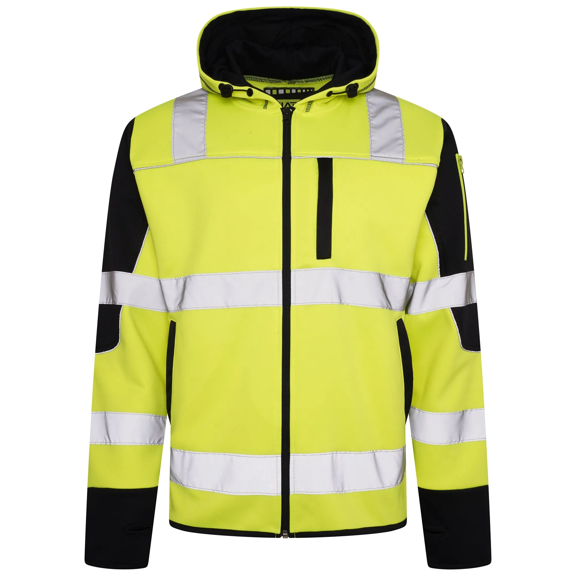 High Vis 3 Pockets 5 thread Zipper Hoodies - Yellow/Navy