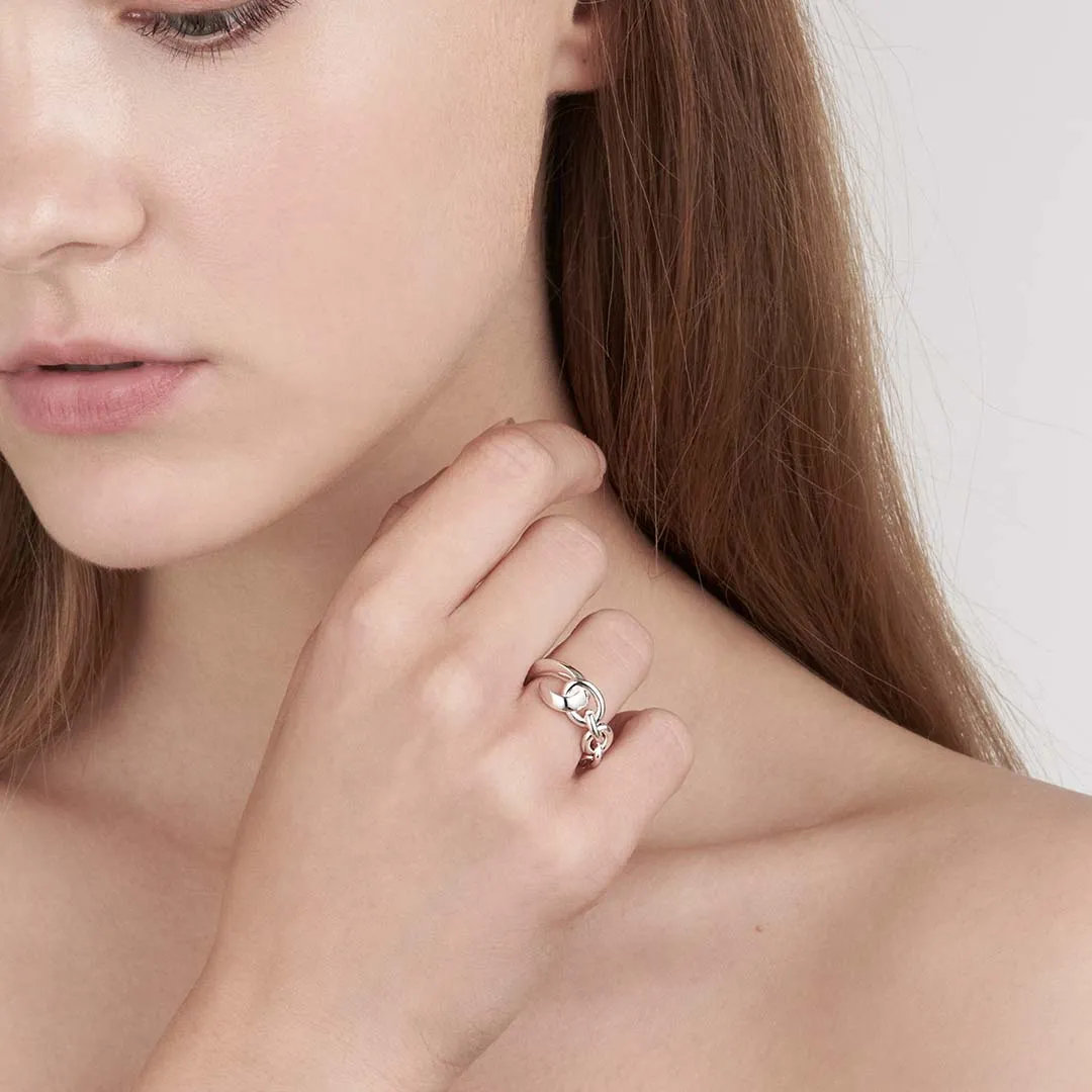 Hook Chain Ring - Silver