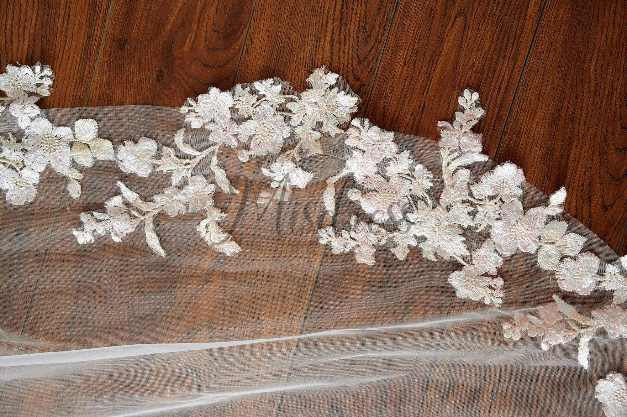 Ivory Tulle Champagne Lace Long Cathedral Wedding Bridal Veil