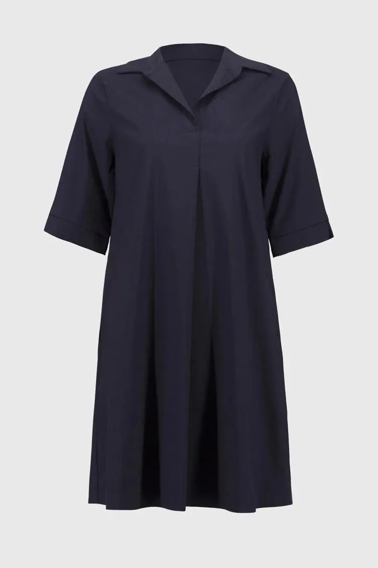 Joseph Ribkoff Midnight Blue Stretch Poplin Trapeze Dress