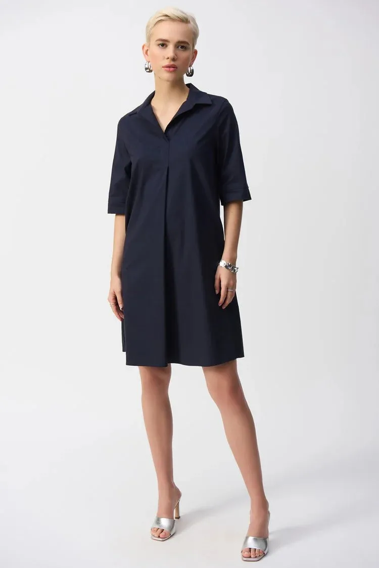 Joseph Ribkoff Midnight Blue Stretch Poplin Trapeze Dress