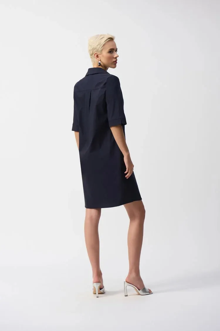 Joseph Ribkoff Midnight Blue Stretch Poplin Trapeze Dress