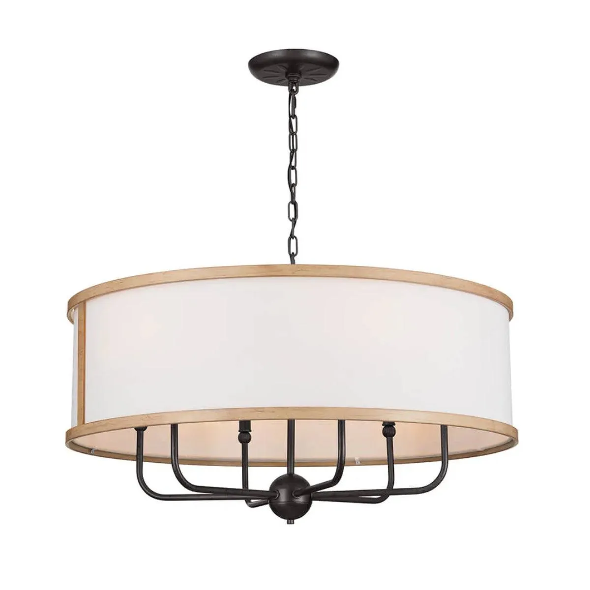 Kichler Heddle Chandelier With Fabric Drum Shade