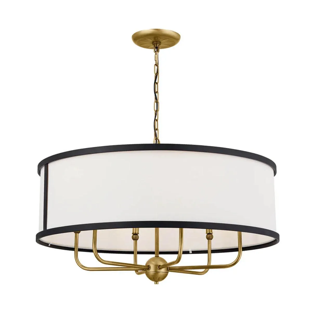 Kichler Heddle Chandelier With Fabric Drum Shade