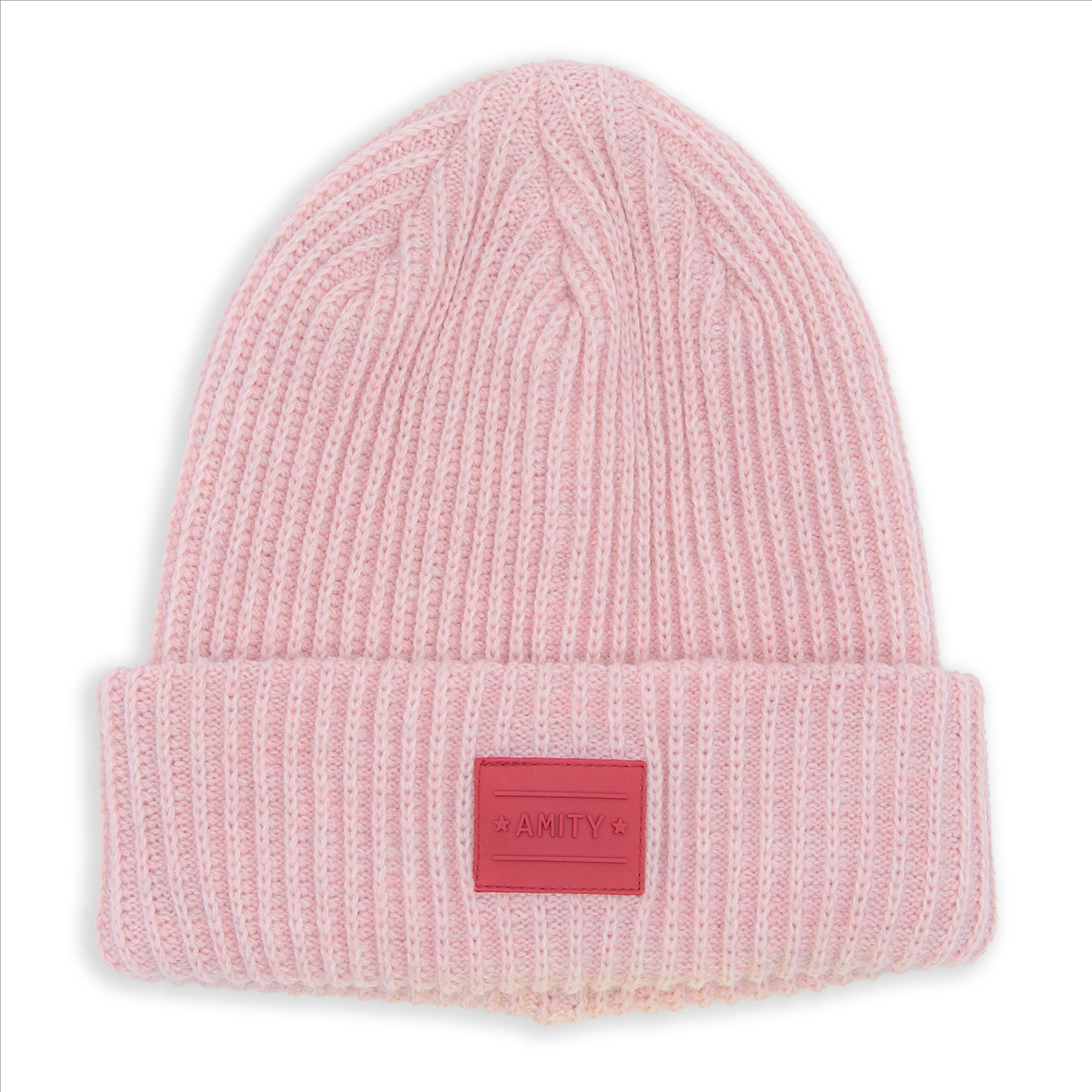 Ladies Ribbed Cuffed Winter Hat with Rubber Patch