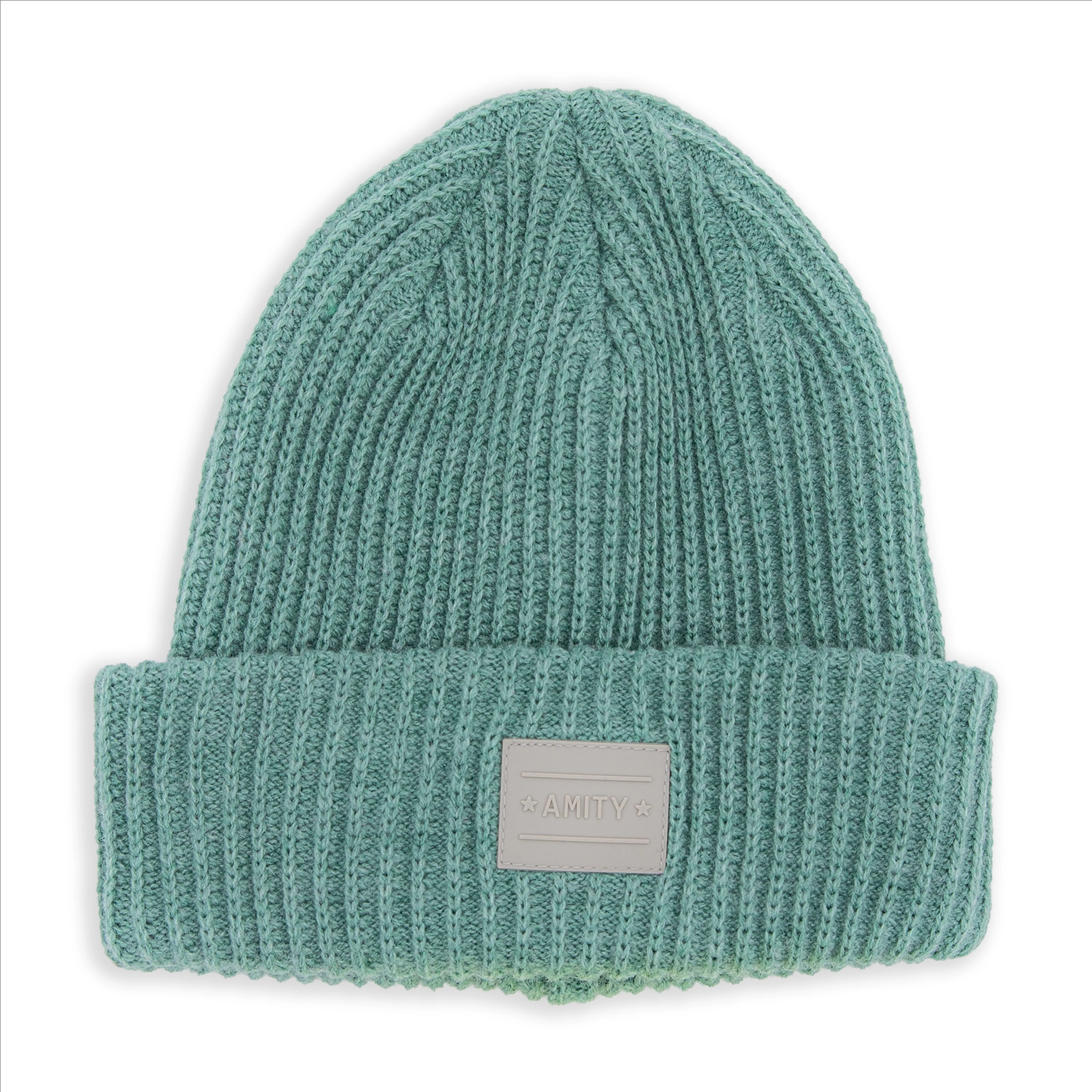 Ladies Ribbed Cuffed Winter Hat with Rubber Patch