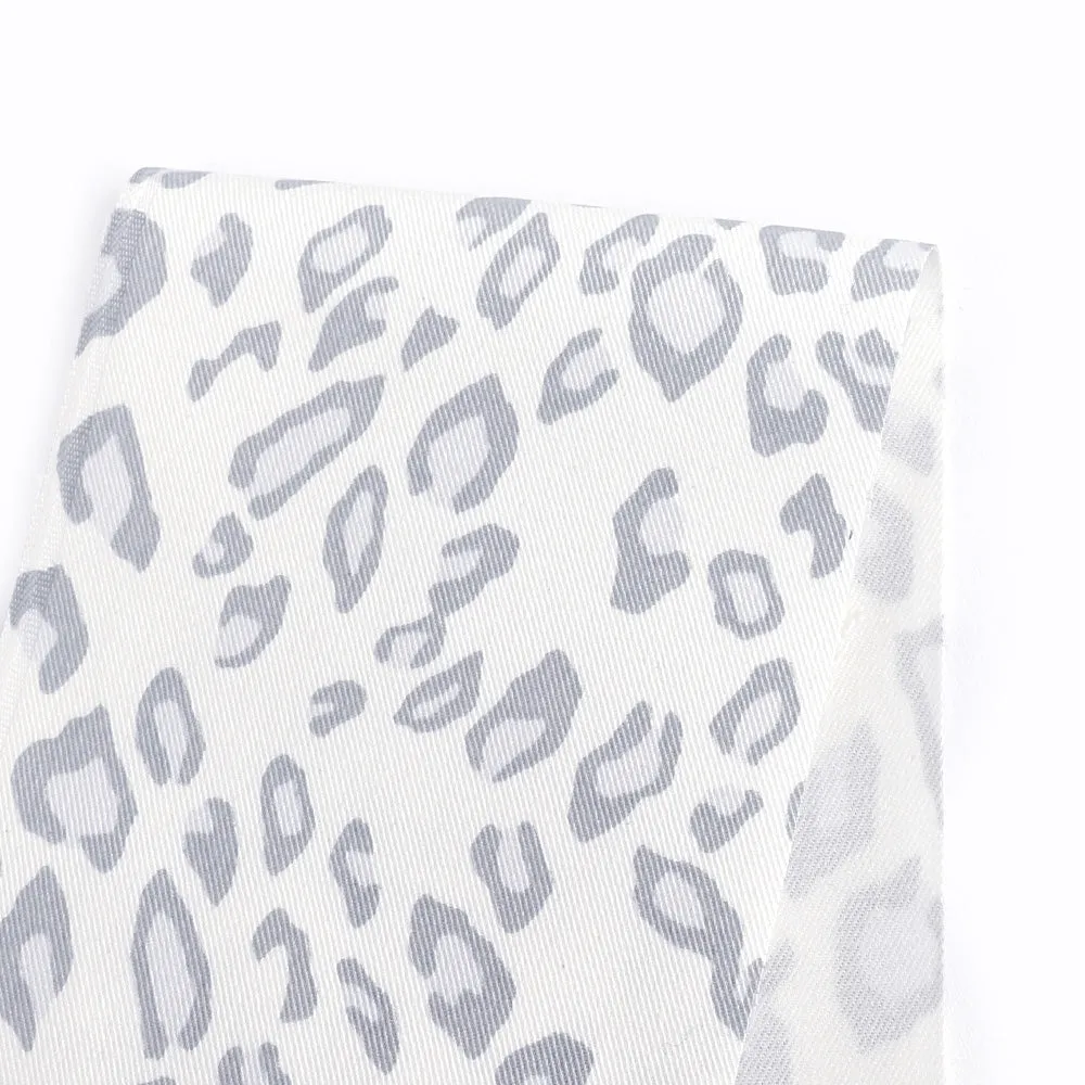 Leopard Print Stretch Cotton Drill - Dove (pieces)