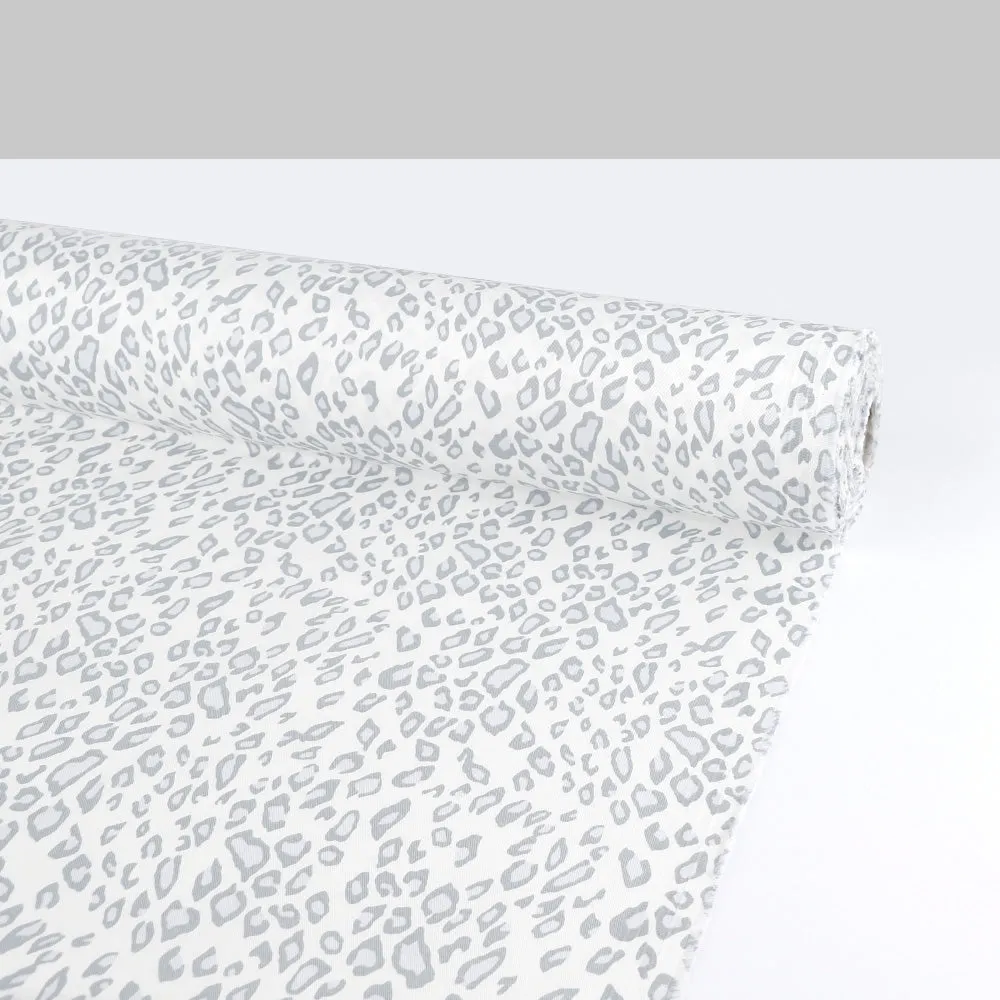 Leopard Print Stretch Cotton Drill - Dove (pieces)