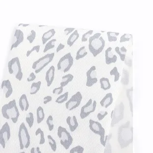 Leopard Print Stretch Cotton Drill - Dove (pieces)
