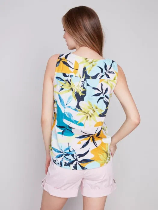 Linen Top with Side Buttons